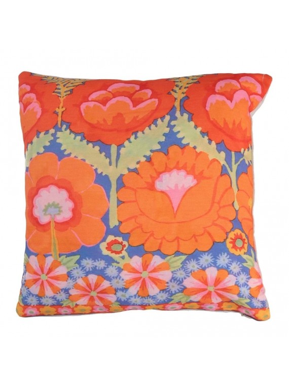 Fodera cuscino tessuto fiori arancione quadro cm40x40