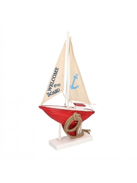 Vacchetti Barca legno tessuto rosso cm 31 x 7,5 h53