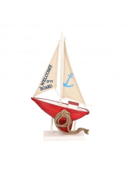Vacchetti Barca legno tessuto rosso cm 31 x 7,5 h53