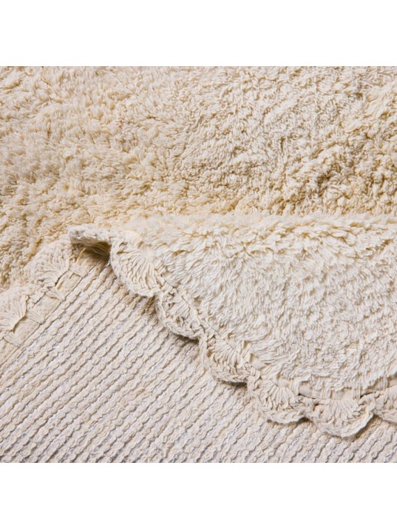 Bath - tappetino bagno beige con bordo uncinetto