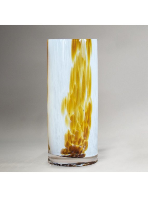 Brandani vaso dorico bianco e ambra vetro