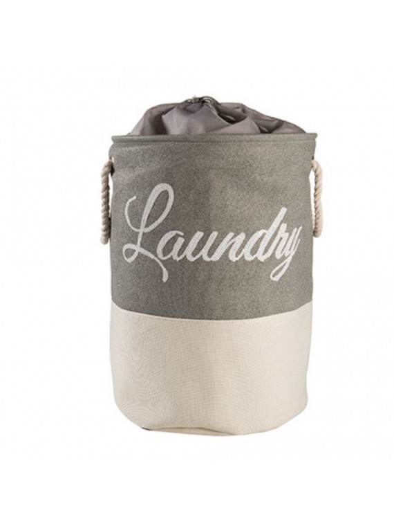 Portabiancheria scritta laundry paillettes tessuto bianco grigio