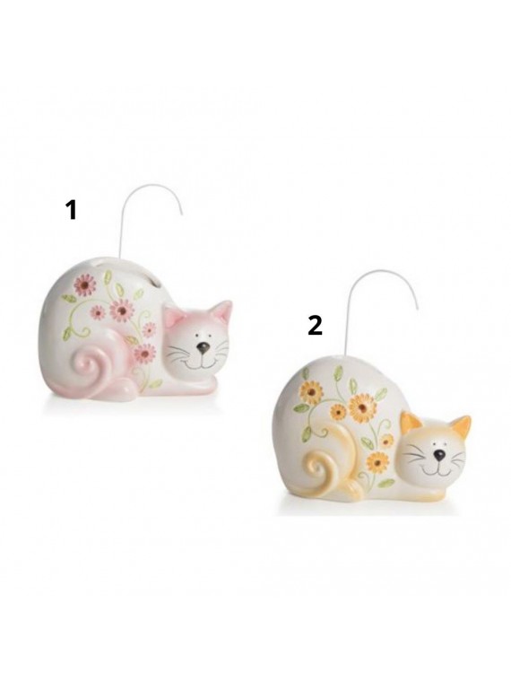 Umidificatore termosifone gatto decoro fiore in ceramica