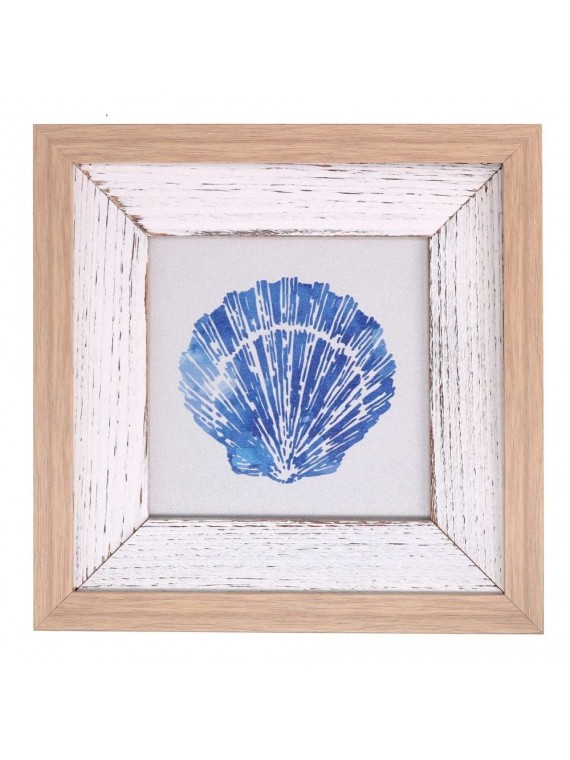 Quadro legno mare conchiglia blu quadro cm 30 x 30 h2,5