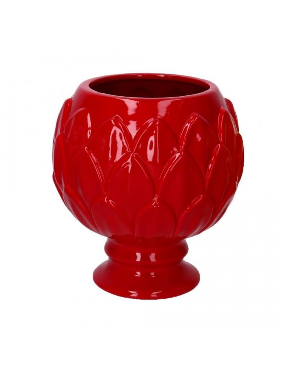 Vaso pigna ceramica rosso cm diam. 17,5 h19