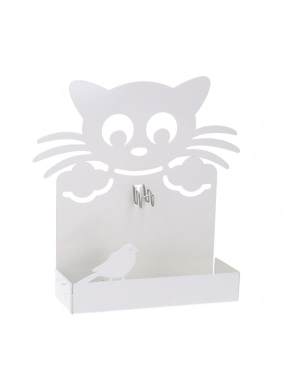 Portazampirone metallo gatto bianco cm 18 x 5 h18