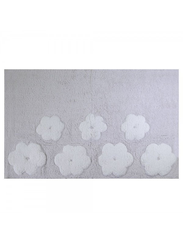 Tappetino bagno 100% cotone fiori perla antiscivolo cm50x80x2
