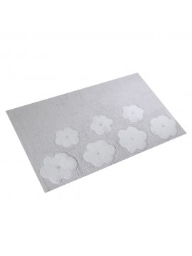 Tappetino bagno 100% cotone fiori perla antiscivolo cm50x80x2